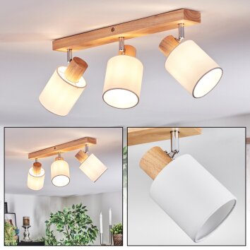 Fallhagen ceiling light, ceiling spotlight chrome, Light wood, 3-light sources