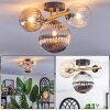 Chehalis ceiling light, globe light gold, black, 3-light sources
