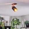 Fallhagen ceiling light, ceiling spotlight chrome, Dark wood, 1-light source