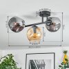 Ripoll ceiling light, globe light Amber, Smoke-coloured, 3-light sources