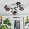 Ripoll ceiling light, globe light chrome, Smoke-coloured, 3-light sources