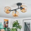 Ripoll ceiling light, globe light Amber, 3-light sources