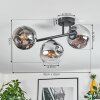 Ripoll ceiling light, globe light chrome, clear, Smoke-coloured, 3-light sources