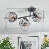 Ripoll ceiling light, globe light clear, Smoke-coloured, 3-light sources