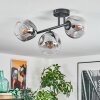 Ripoll ceiling light, globe light clear, Smoke-coloured, 3-light sources