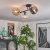 Ripoll ceiling light, globe light Amber, clear, Smoke-coloured, 3-light sources