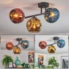 Ripoll ceiling light, globe light blue, gold, coppery, 3-light sources