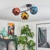 Ripoll ceiling light, globe light blue, gold, coppery, 3-light sources