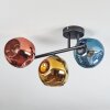 Ripoll ceiling light, globe light blue, gold, coppery, 3-light sources