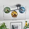 Ripoll ceiling light, globe light blue, gold, green, 3-light sources