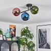 Gastor ceiling light, globe light blue, green, coppery, 3-light sources