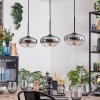 Mertola hanging light, pendant light clear, Smoke-coloured, 3-light sources