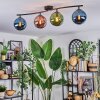 Gastor ceiling light, globe light blue, green, coppery, 4-light sources