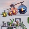 Gastor ceiling light, globe light blue, chrome, green, coppery, Smoke-coloured, 4-light sources