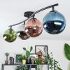 Gastor ceiling light, globe light blue, chrome, green, coppery, Smoke-coloured, 4-light sources