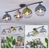 Gastor ceiling light, globe light blue, chrome, green, clear, Smoke-coloured, 4-light sources