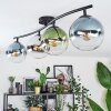 Gastor ceiling light, globe light blue, chrome, green, clear, Smoke-coloured, 4-light sources