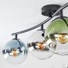 Gastor ceiling light, globe light blue, chrome, green, clear, Smoke-coloured, 4-light sources