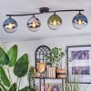 Gastor ceiling light, globe light blue, chrome, green, clear, Smoke-coloured, 4-light sources