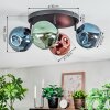 Ripoll ceiling light, globe light blue, green, coppery, 4-light sources
