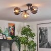 Gastor ceiling light, globe light Amber, clear, Smoke-coloured, 3-light sources