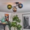 Gastor ceiling light, globe light blue, chrome, green, Smoke-coloured, 3-light sources