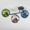 Gastor ceiling light, globe light blue, chrome, green, Smoke-coloured, 3-light sources