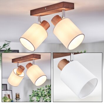 Fallhagen ceiling light, ceiling spotlight chrome, Dark wood, 2-light sources