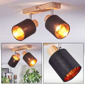 Fallhagen ceiling light, ceiling spotlight chrome, Light wood, 2-light sources