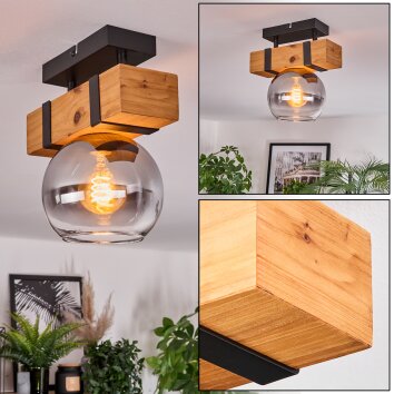 Sernadelo ceiling light, globe light Ecru, black, 1-light source