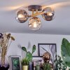 Chehalis ceiling light, globe light gold, black, 3-light sources