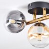 Chehalis ceiling light, globe light gold, black, 3-light sources