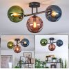 Gastor ceiling light, globe light blue, green, coppery, 3-light sources