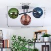 Gastor ceiling light, globe light blue, green, coppery, 3-light sources