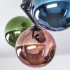 Gastor ceiling light, globe light blue, green, coppery, 3-light sources