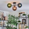 Gastor ceiling light, globe light blue, green, coppery, 3-light sources