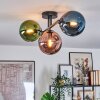 Gastor ceiling light, globe light blue, green, coppery, 3-light sources