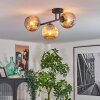 Ripoll ceiling light, globe light Amber, 3-light sources