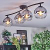 Koyoto ceiling light, globe light clear, Smoke-coloured, 4-light sources