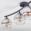 Koyoto ceiling light, globe light clear, Smoke-coloured, 4-light sources