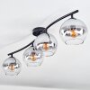 Koyoto ceiling light, globe light clear, Smoke-coloured, 4-light sources