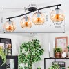 Koyoto ceiling light, globe light Amber, 4-light sources