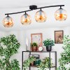 Koyoto ceiling light, globe light Amber, 4-light sources