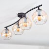 Koyoto ceiling light, globe light Amber, clear, 4-light sources