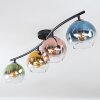 Koyoto ceiling light, globe light blue, gold, green, clear, coppery, 4-light sources