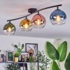 Koyoto ceiling light, globe light blue, gold, green, clear, coppery, 4-light sources