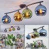 Koyoto ceiling light, globe light blue, gold, green, 4-light sources