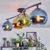 Koyoto ceiling light, globe light blue, gold, green, 4-light sources