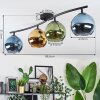 Koyoto ceiling light, globe light blue, gold, green, 4-light sources