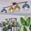 Koyoto ceiling light, globe light blue, gold, green, clear, 4-light sources